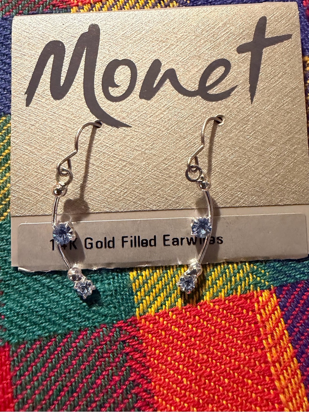 Vintage Monet Light Blue Crystal Earrings